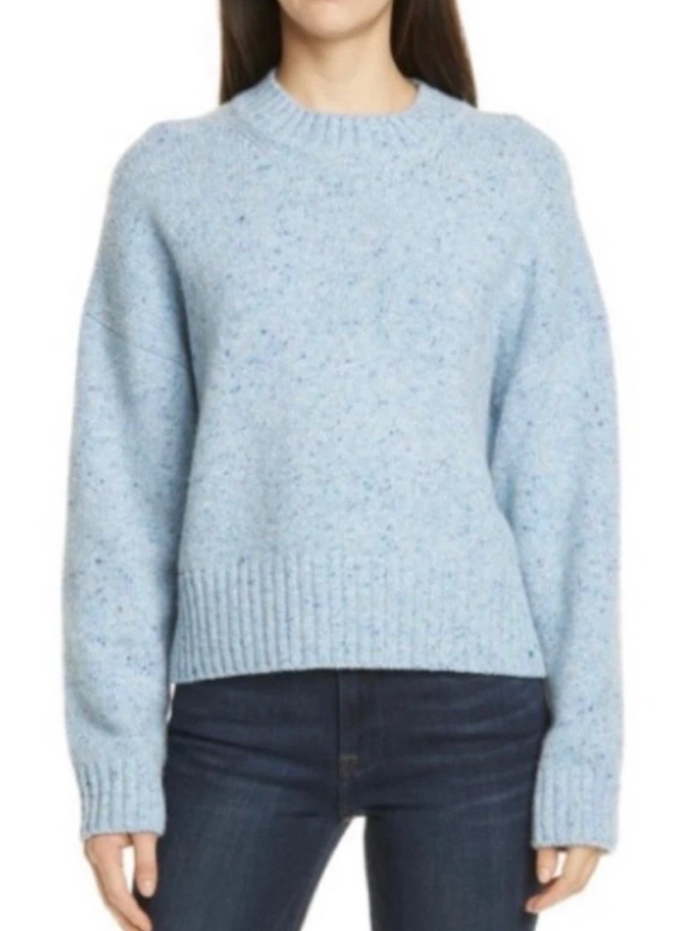 Vince Women's Alpaca Mohair Merino Wool Blend Crew Neck Sweater Blue Size Medium